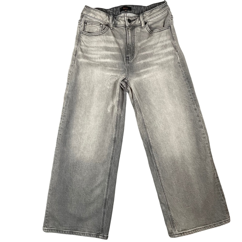 Quince Bella Stretch Relaxed Straight Jeans 29 Stonewashed Grey Organic Cotton‎